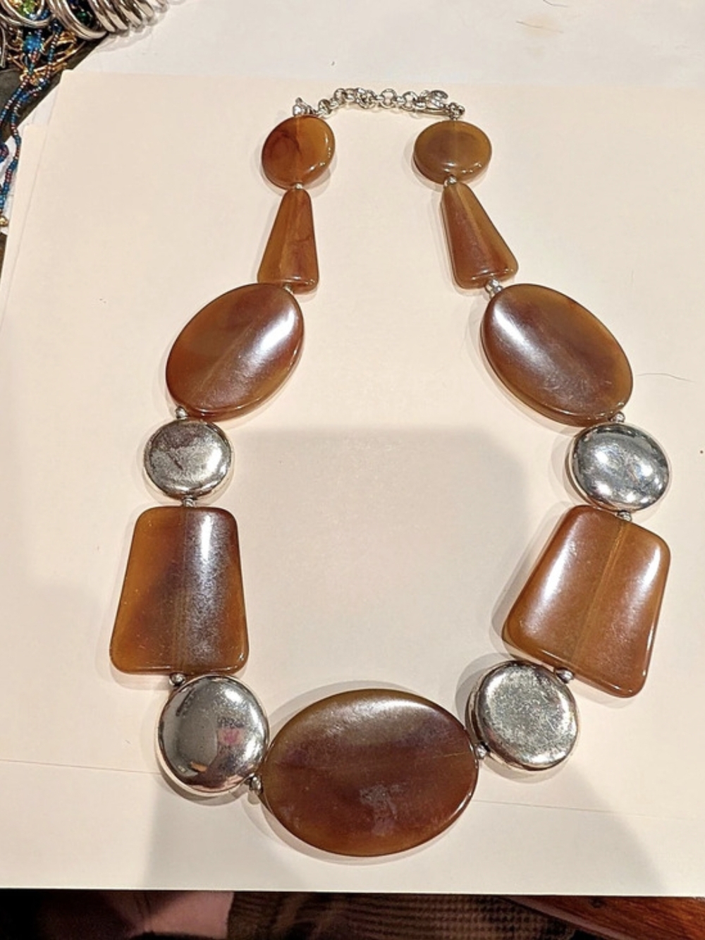 Brown & Silver Statement Necklace